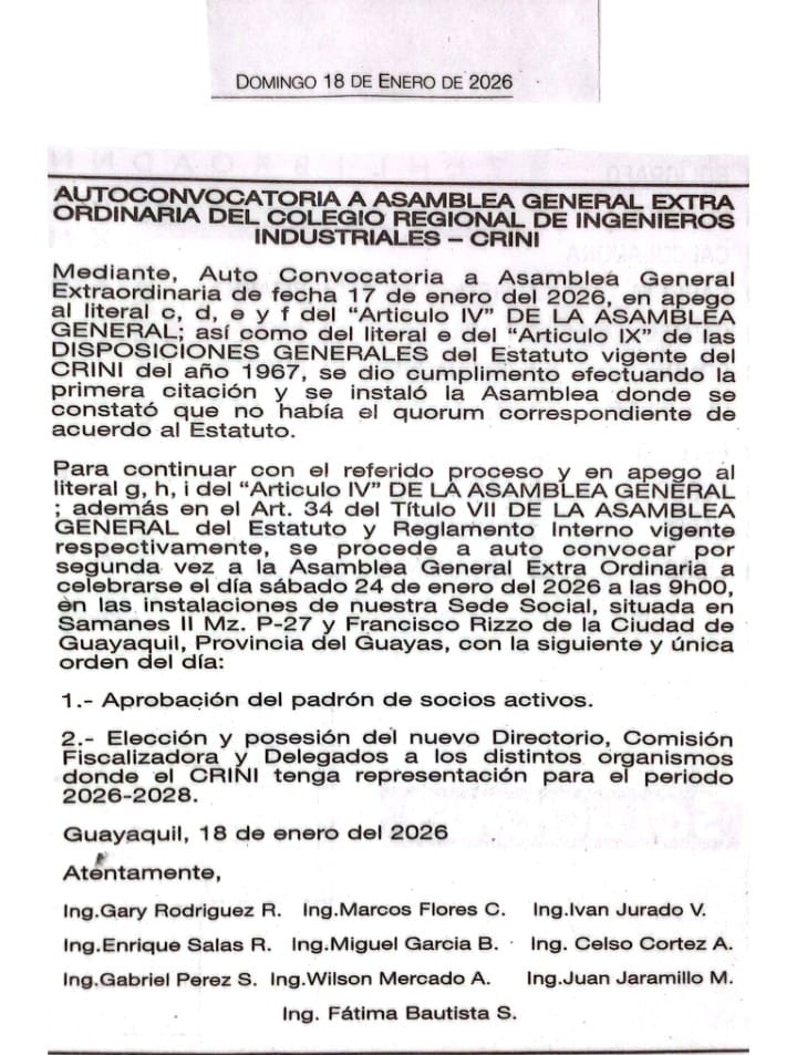 AUTO CONVOCATORIA A ASAMBLEA EXTRAORDINARIA GENERAL DE SOCIOS 